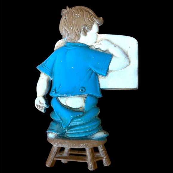 Vintage 1966 Sexton Wall Plaques - Boy and Girl Bathroom Toothbrushing Set - Picture 3 of 6